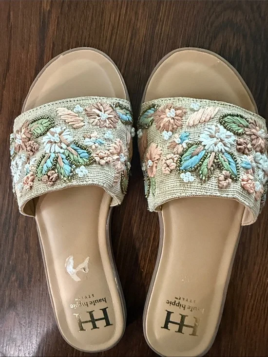 NEW Embroidered and beaded slides