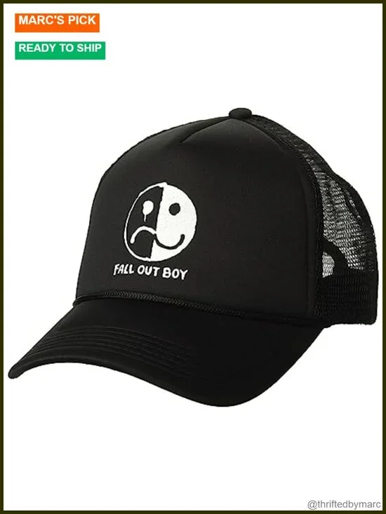 Trucker Hat with Smiley Frown Graphic
