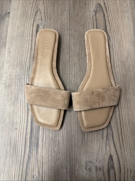 Steve Madden Beige Suede Slide Sandals