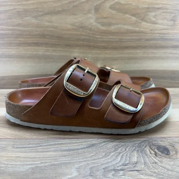 Birkenstock Arizona Big Buckle Sandals 8 N EU 39 Cognac Leather Travel Vacation