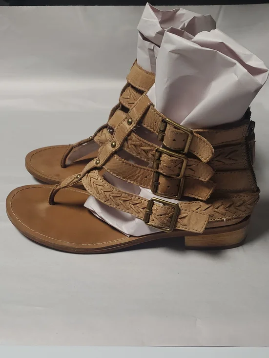 Latigo 'Rami' Womens Leather BoHo Sandals Size 7 Birch Buckle Gladiator Festival
