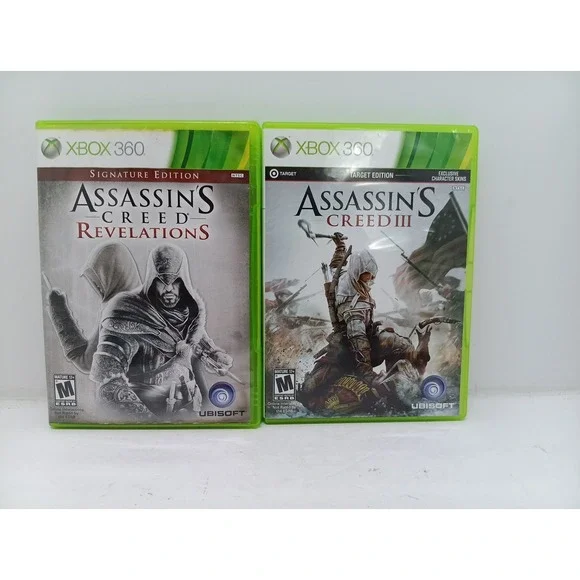 Xbox 360 Assassins Creed 3 & Revelations 2 Game Lot C.I.B.