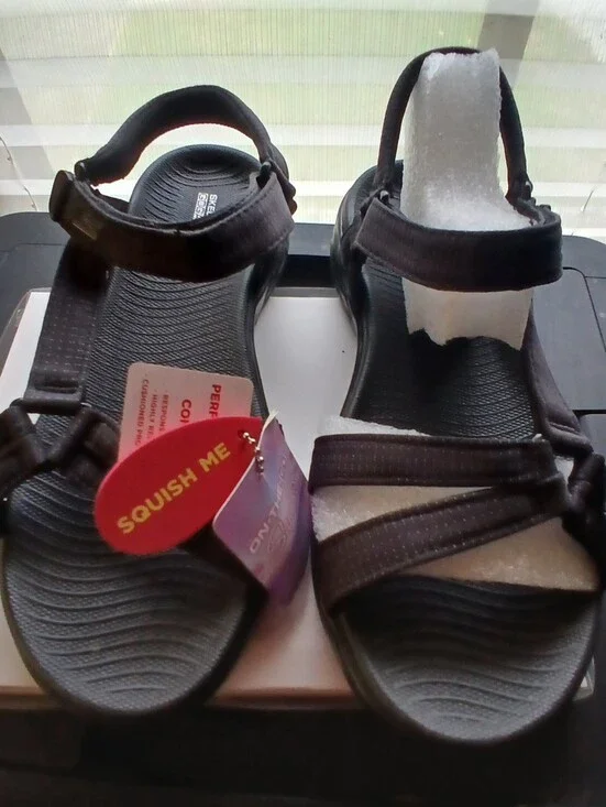 Skechers Women's Black Strappy Comfort Sandals