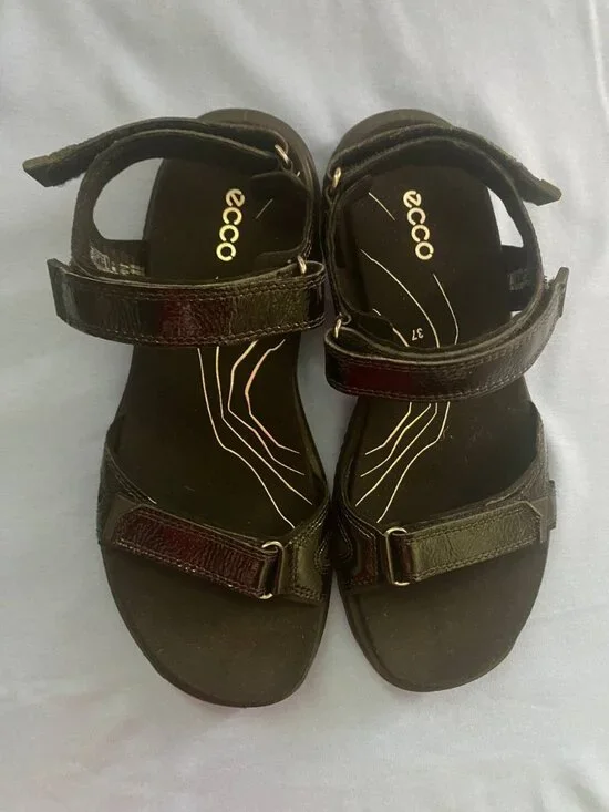 ECCO Offroad Roam Black Patent Leather Walking Sandals EU 37