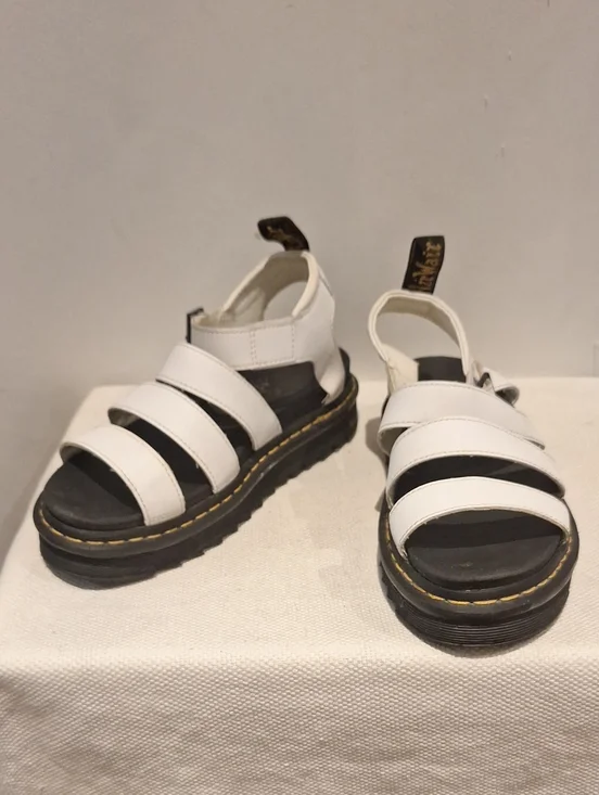 Dr. Martens White Triple-Strap Gladiator Sandals