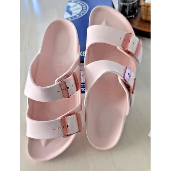 BIRKENSTOCK Womens Arizona Stealth Buckle Light Rose Shoes 9  New