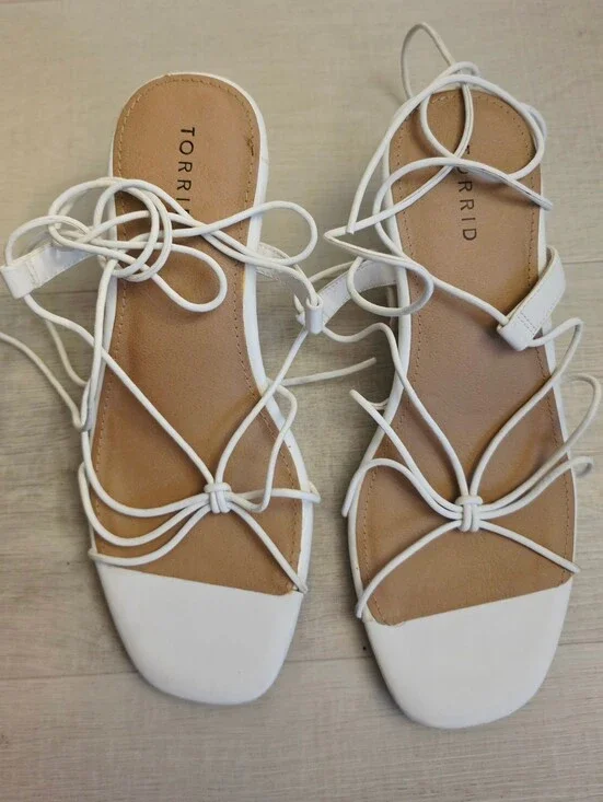 torrid White Lace-Up Strappy Sandals
