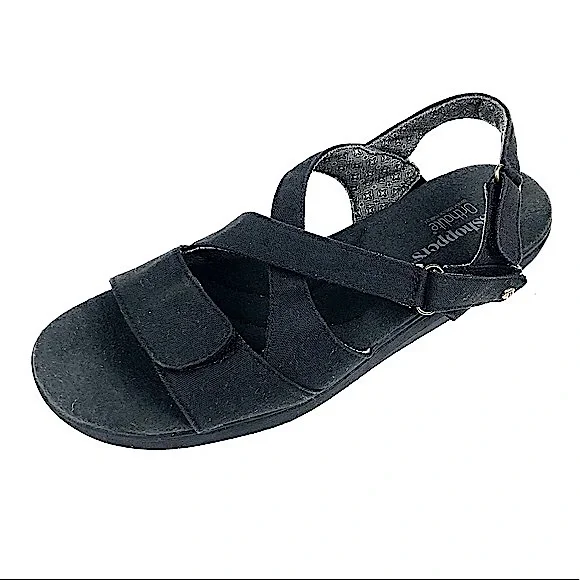 Grasshopper Womens Ortholite Black Canvas Slingback Sandals 6.5 M