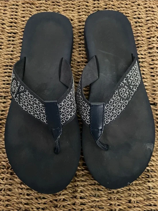 Calvin Klein Black Logo Thong Sandals