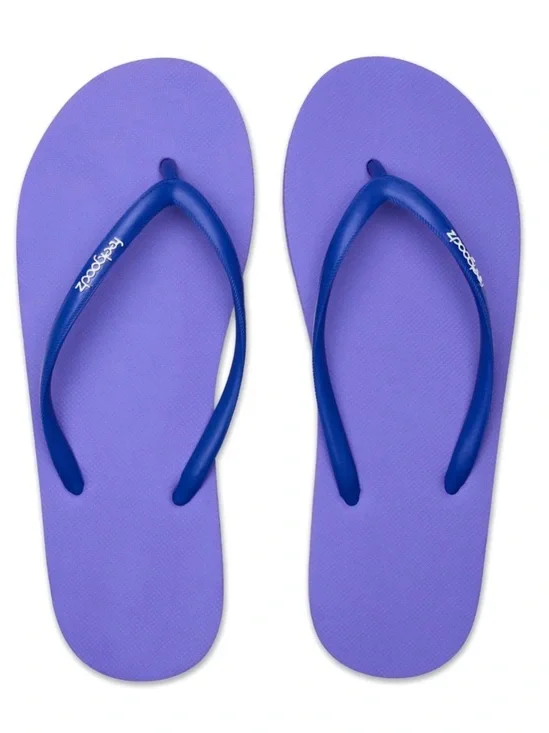 Feelgoodz Women’s Slimz Ultra Purple with Blue Straps Flip Flop Sandals Sz 7, 9