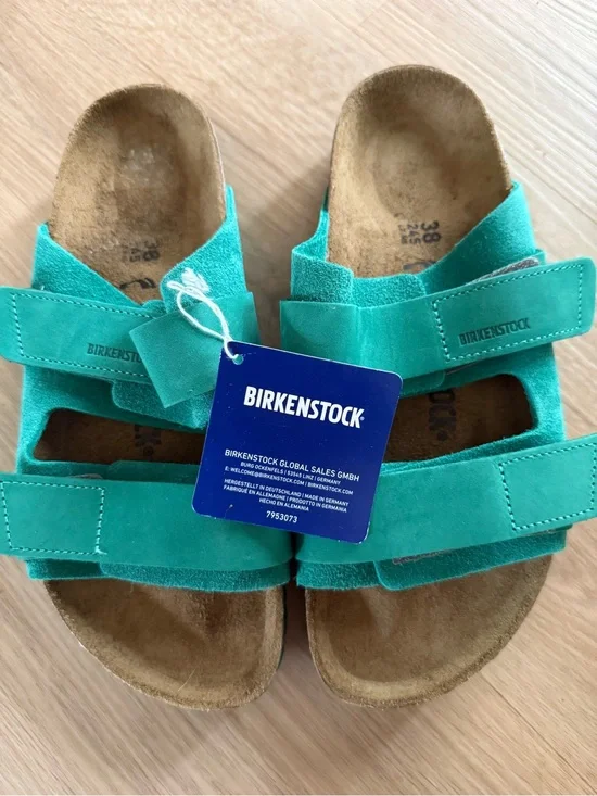 Birkenstock Uji Nubuck-Suede Leather Digital Green Sz 38 Narrow New