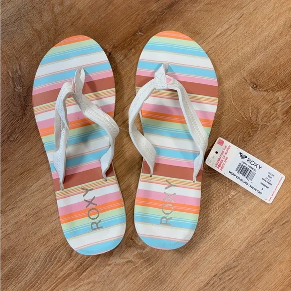 Roxy Multicolor Striped Sandals vista Loreto size 8