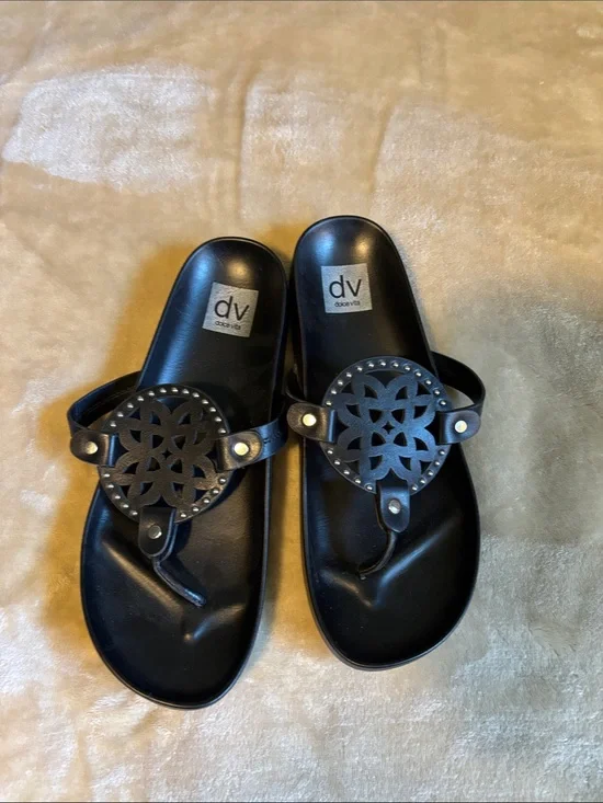 DV by Dolce Vita Black Studded Cutout Thong Sandals
