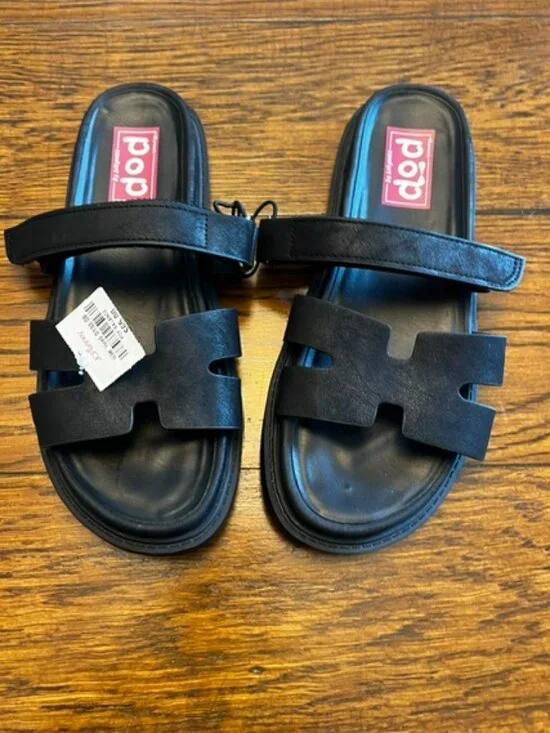 Women's New w/tags Pop Comfort Fit Sandals, Black, slide on, Size 9