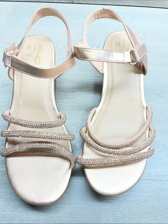 Mix No. 6 Rose Gold Strappy Crystal Embellished Sandals #1097