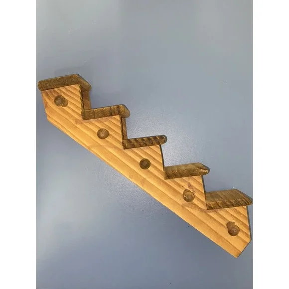Vintage MCM Wood Wall Shelf Knick Knack Display‎ Stairstep Staircase