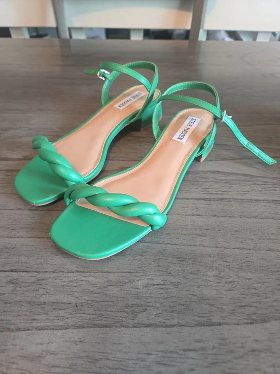 Steve Madden Green Braided Strap Sandals