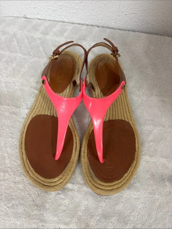 Michael Kors Bright Pink T-Strap Espadrille Sandals Women’s Size 6.5M