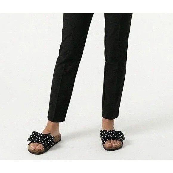 Pep Step Womens Bow Tie Knot Polka Dot Slide Sz 7 Cork-Style Footbed