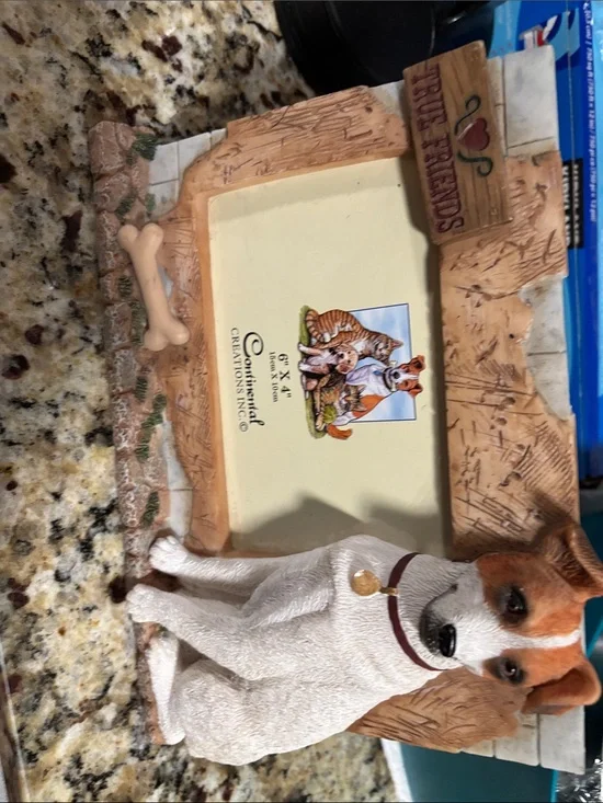 True Friends Dog Photo Frame with Brown & White Dog Figurine