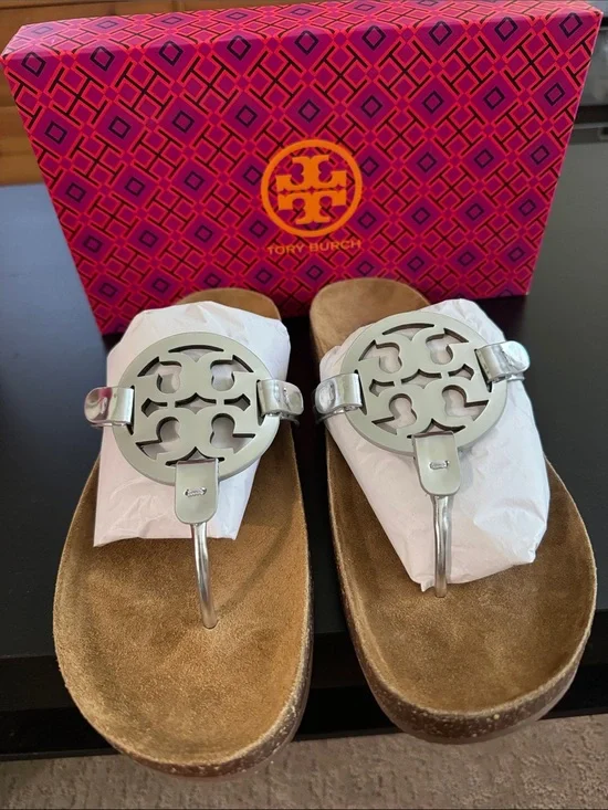 Brand New Tory Burch Miller Cloud Metallic Sandal