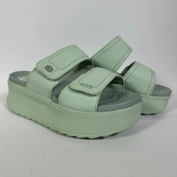 Hey Dude DelRay Sandals Women's US 6 Mint Green Slip On Platform Slide