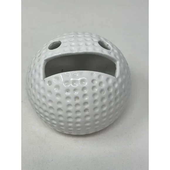 Russ Berrie #8652 GOLF BALL Ceramic PEN & NOTE HOLDER Desktop Fun Novelty