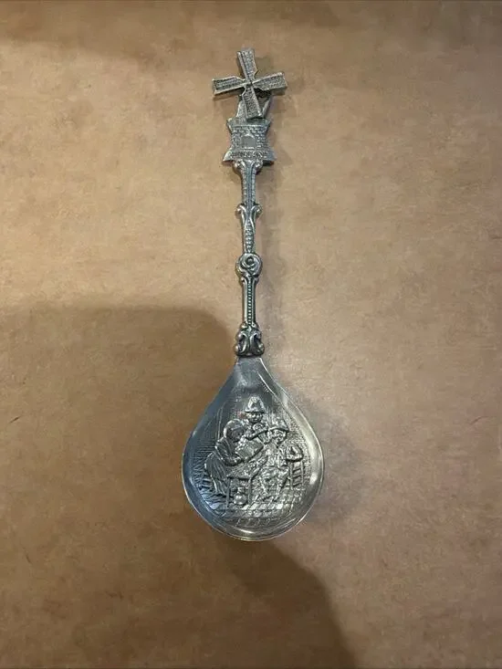 Souvenir Dutch Moving Windmill Spoon Stamped 90 on Back