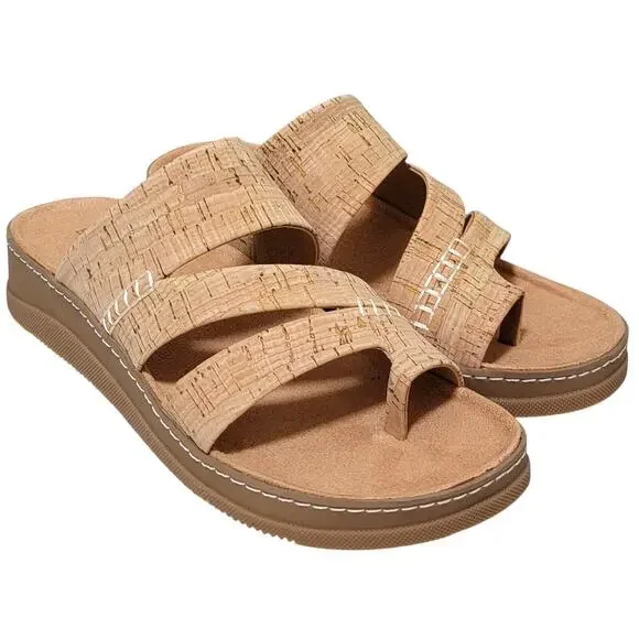 Baretraps Women Fresha Slip On Slide Sandals Size US 8M Natural Cork Brown
