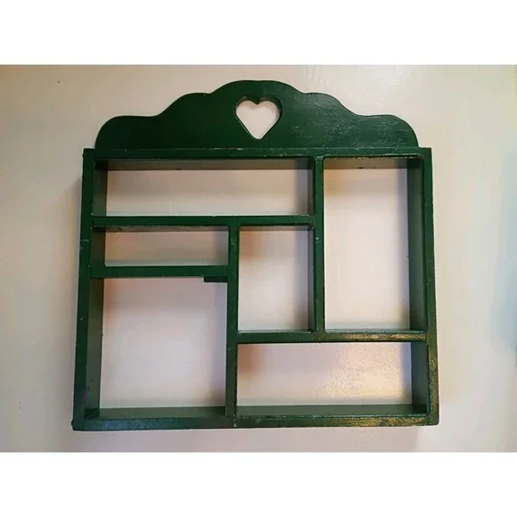 Vintage Wood Display Trinket Shelf Heart Cutout 24