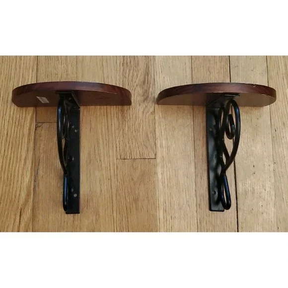 Wood And Metal Wall Shelves Small Set Of 2 Rustic Farmhouse