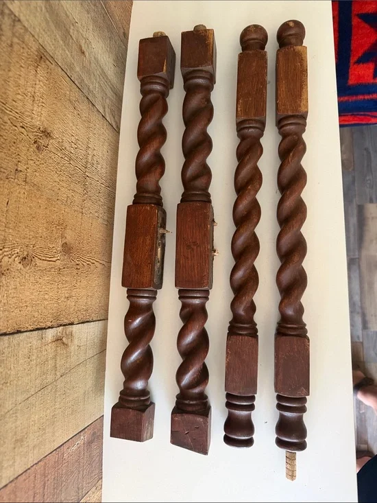 Reclaimed Architectural Salvage Barley Twist Spindles/Balusters Set of 4