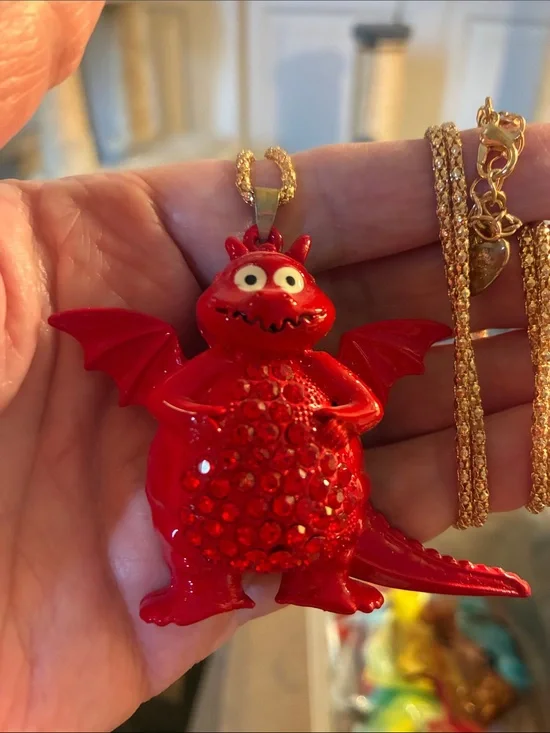 Red Dragon Crystal Pendant Necklace