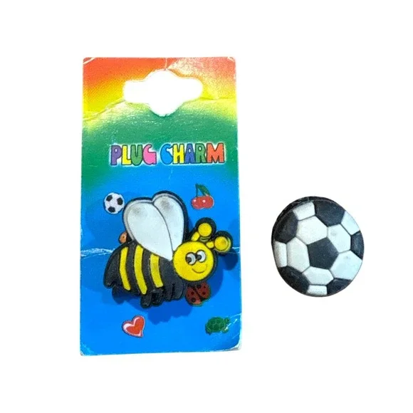 Cute Bee Soccer Ball Plug Charm Set for‎ Crocs or Bracelets Shoe Decoration