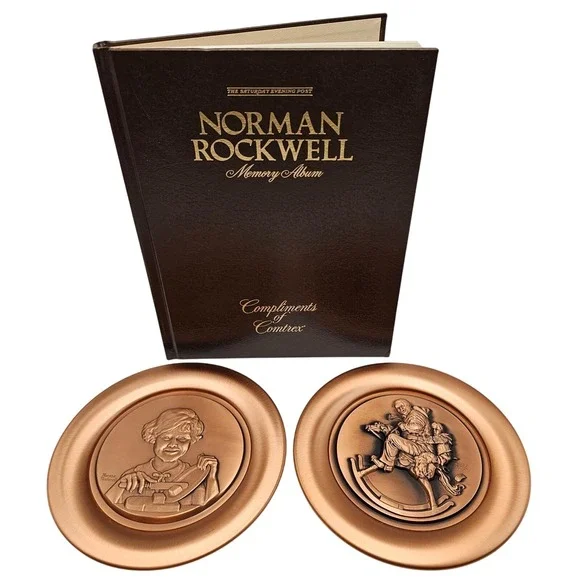 Norman Rockwell Memory Album‎ and Buttergirl Collector Plate Set Copper