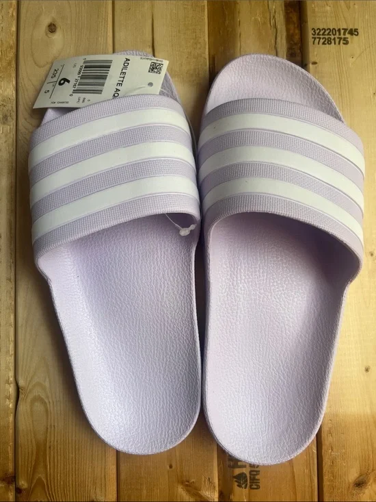 Women’s Slide Sandals - Light Lavender with White Stripes