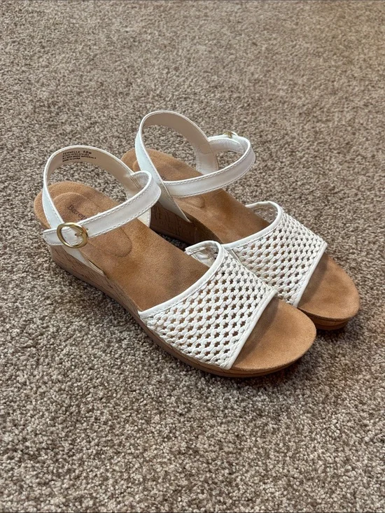 Women’s White Woven Ankle-Strap Sandals