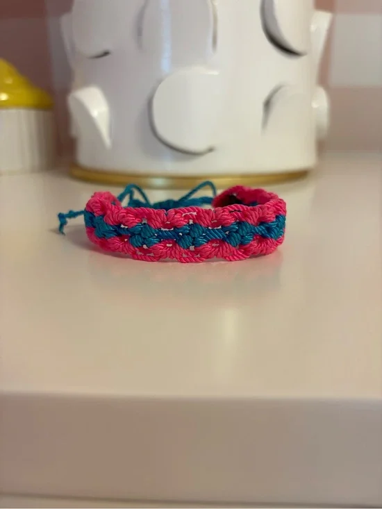 Handmade Kids Pink & Teal Braided Friendship Bracelet