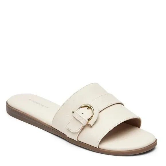 Rockport Women's Yara Slide Sandal, Vanilla, 9