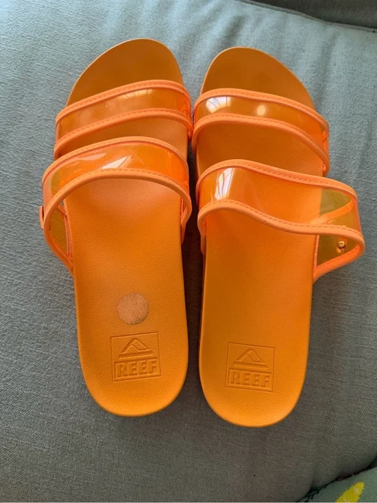 Reef Women’s Orange Triple-Strap Slide Sandals