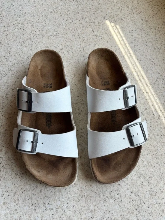 Birkenstock White Double-Buckle Slide Women’s Sandals - Size 8