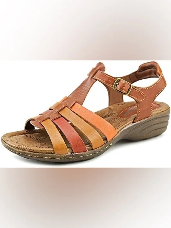 Montana Artisan Leather Comfort Sandals size 9 Brown T Strap Fisherman Style