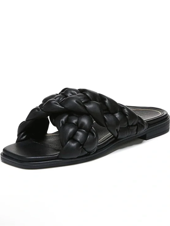 Vionic Black Braided Slide Sandals