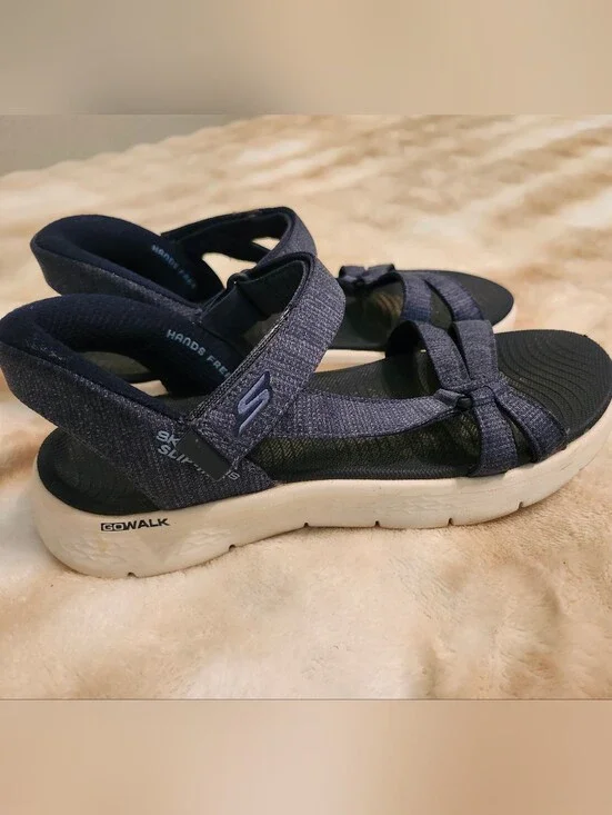 Skechers Go Walk Slip In Navy Blue Sport Sandals Women Size 7