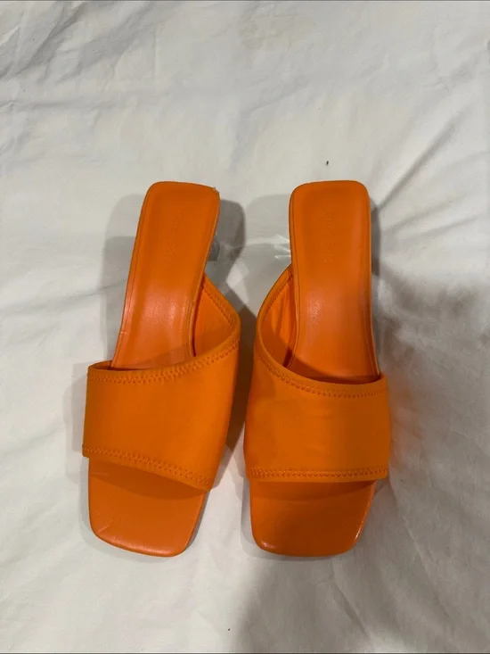 Bold Orange Slide Sandals with Wide Strap