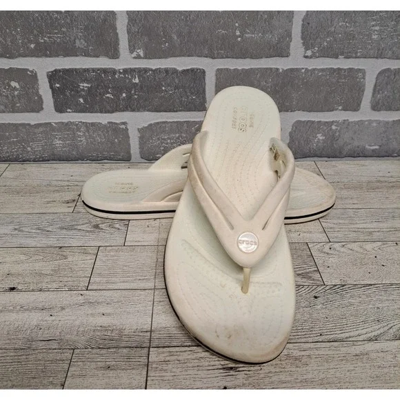 Crocs Crocband Flip Flops‎ Sandals Outdoor Women's White Size 9