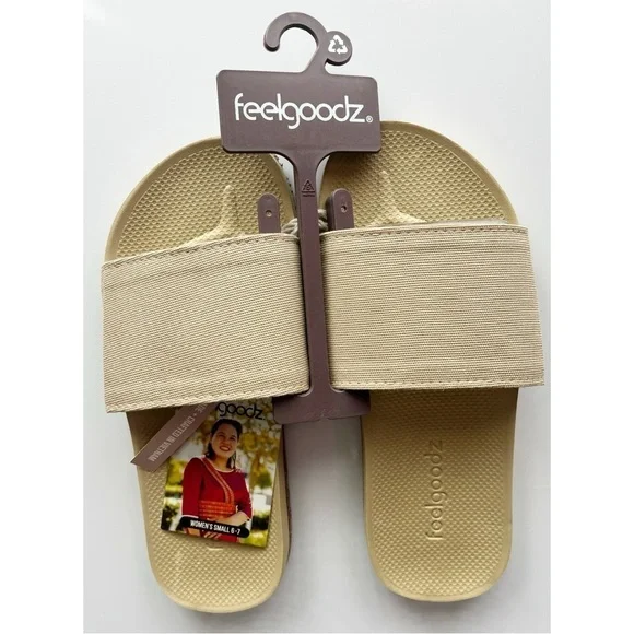 Feelgoodz • NWT Khaki Easy Day Slide On Sandals