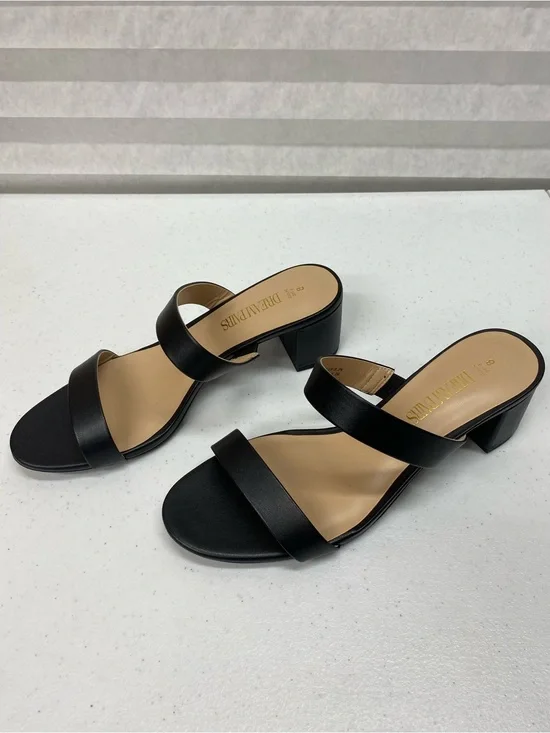 Dream Pairs chunky heel sandals womens size 8 black summer dress open toe shoes