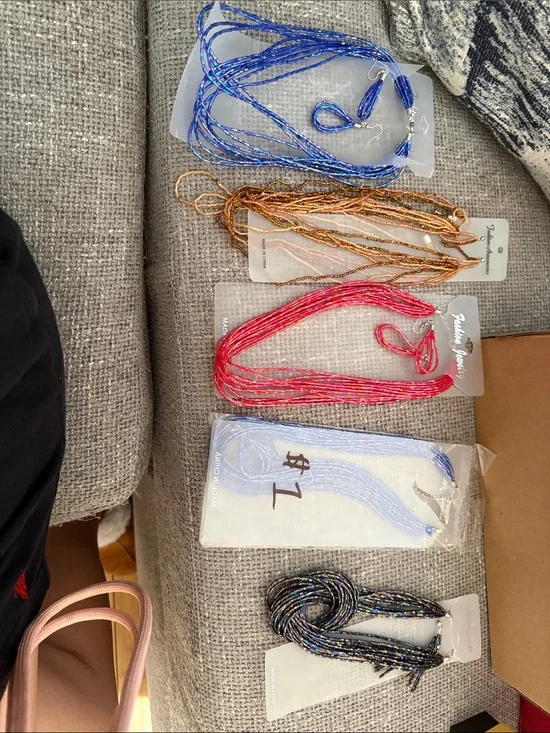 Assorted Beaded Necklaces - Blue, Gold, Pink, White, Multicolor