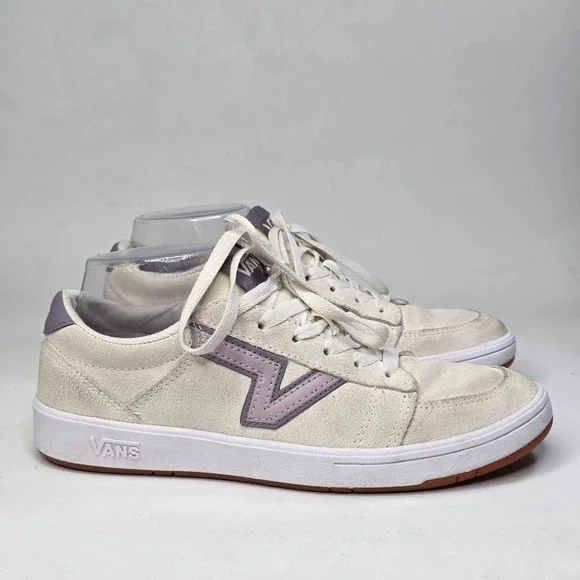 Vans Lowland Comfycush Sneakers Women's 8 Cream White Suede Skate Low Top Shoes